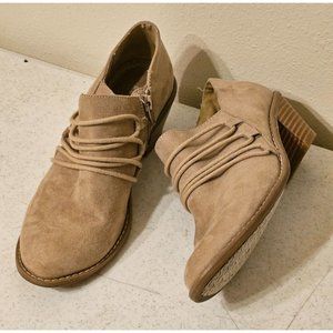 Rocket Dog Tan Booties 7 Heeled Ankle Boots Side Zip Suede